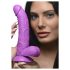 XR Brands POP - dildo s testisima i postoljem - 19 cm (ljubičasti)