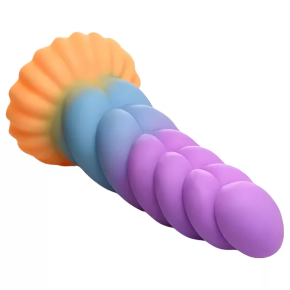Creature Cocks Mystique - dildo jednoroga - 21 cm - ljubičasto-žuta