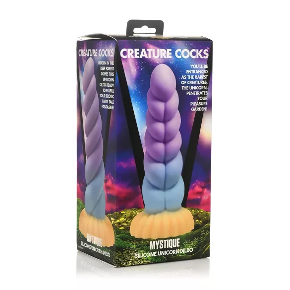 Creature Cocks Mystique - dildo jednoroga - 21 cm - ljubičasto-žuta