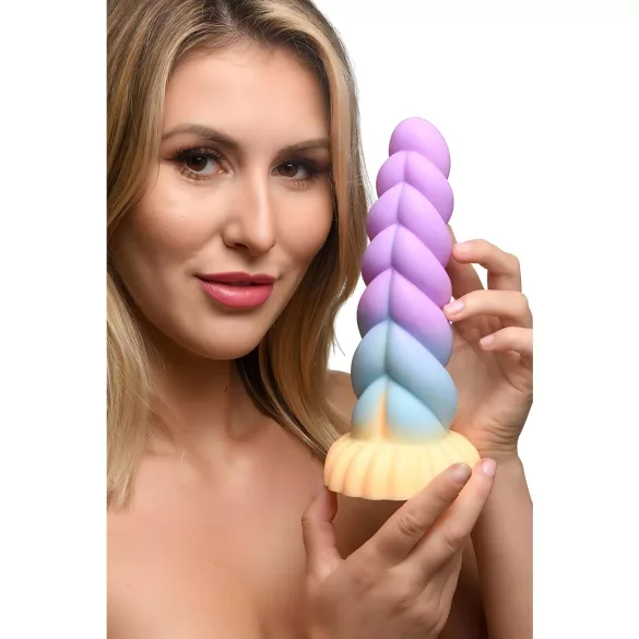 Creature Cocks Mystique - dildo jednoroga - 21 cm - ljubičasto-žuta