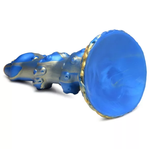 Creature Cocks Kraken - spiralni dildo s pipcima - 21cm - zlatno-plava