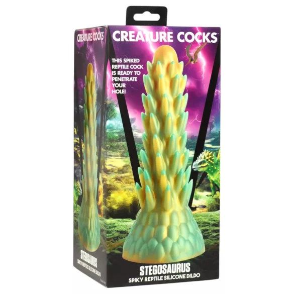 Creature Cocks Stegosaurus - dildo od silikona - 20 cm - zelena