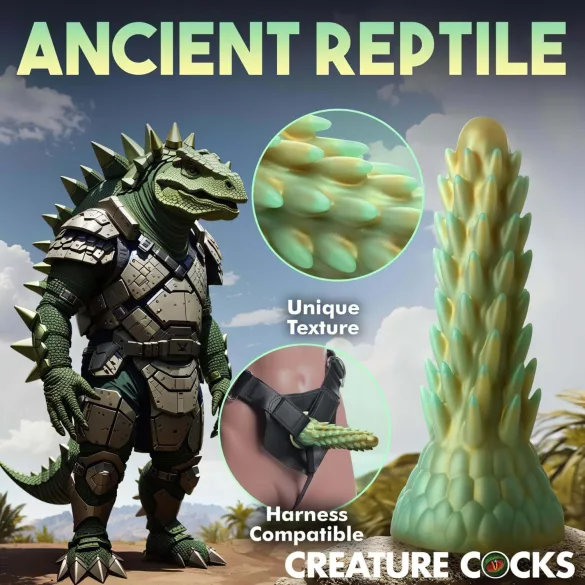 Creature Cocks Stegosaurus - dildo od silikona - 20 cm - zelena