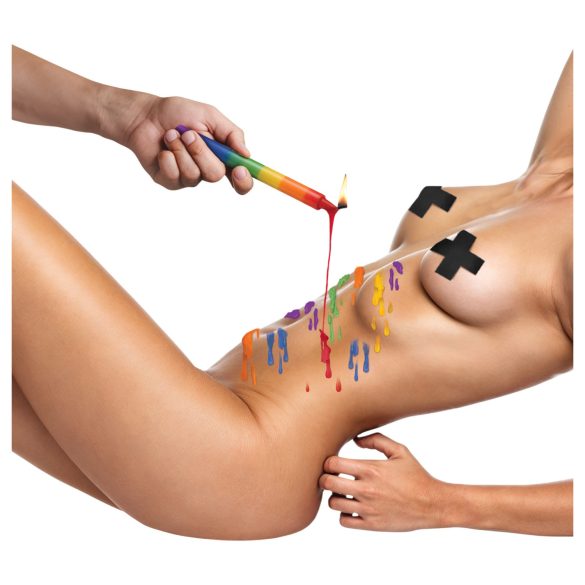 XR Brands - BDSM erotske svijeće za tijelo - set duginih boja (3 kom)