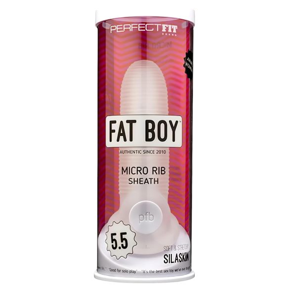 Fat Boy Micro Ribbed - navlaka za penis - rebrasti - 15 cm - bijela