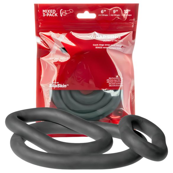 Perfect Fit Ultra Wrap - set debelih prstenova za penis - crna (3 kom)
