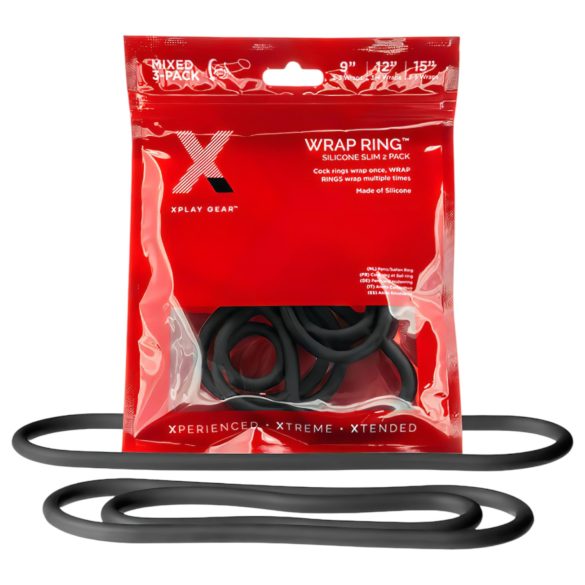 Perfect Fit Slim Wrap - tanki set penis prstena - crna (3 kom)
