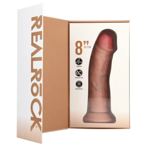 RealRock - vibrator s vakuumskim postoljem - realističan - 20,5 cm - bež