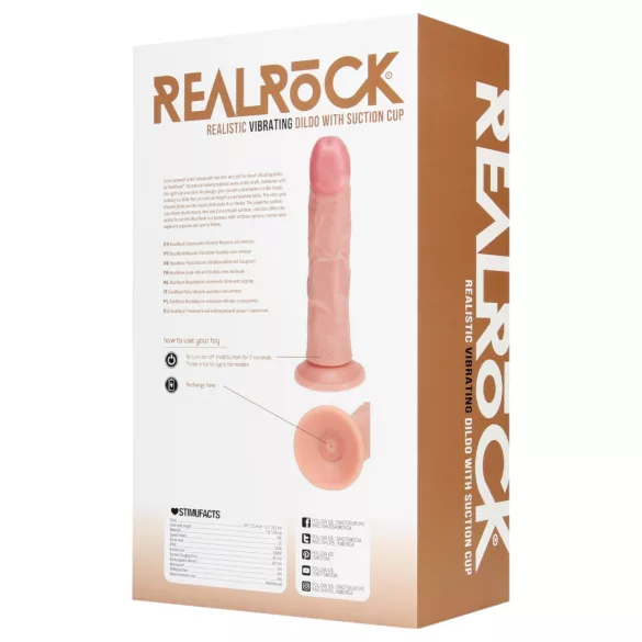 RealRock - vibrator s vakuumskim postoljem - realističan - 20,5 cm - bež