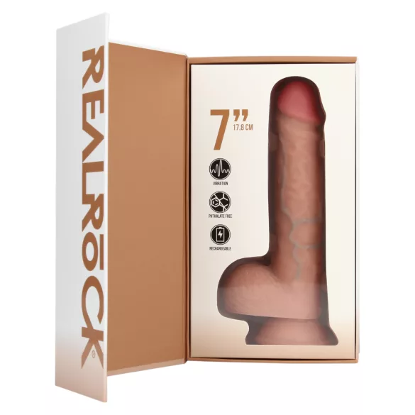 RealRock - dildo s vakuumskom podlogom - prirodna boja - 18 cm