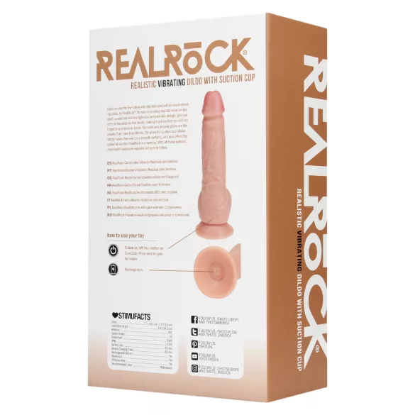 RealRock - dildo s vakuumskom podlogom - prirodna boja - 18 cm