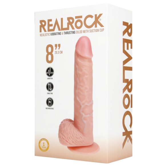 RealRock - vibrator s vakuumskom čašom - realistični - bež - 20,5 cm