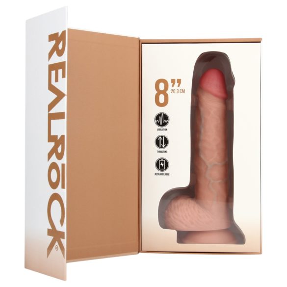 RealRock - vibrator s vakuumskom čašom - realistični - bež - 20,5 cm
