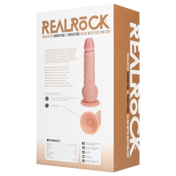 RealRock - vibrator s vakuumskom čašom - realistični - bež - 20,5 cm