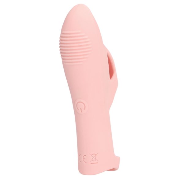 Loveline - vibratorski prsten za prst s rebrastom teksturom - silikon roza