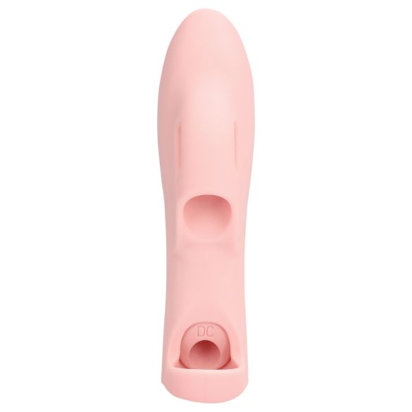 Loveline - vibratorski prsten za prst s rebrastom teksturom - silikon roza