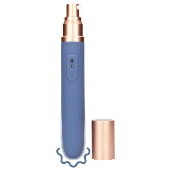 Loveline Travel - vibrator s punjivom baterijom i spremnikom za lubrikant (pastelno plava)