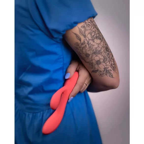 Loveline - vibrator s klitoralnim nastavkom - punjivi, vodootporan - roza