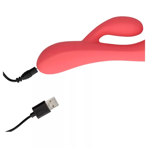 Loveline - vibrator s klitoralnim nastavkom - punjivi, vodootporan - roza