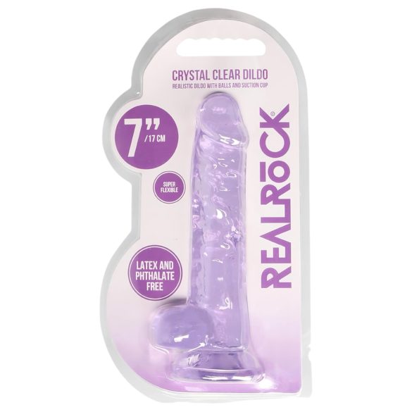 RealRock - realistični dildo - proziran ljubičasti - 17 cm