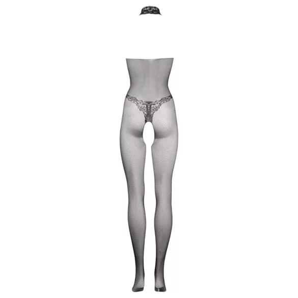 Le Désir - mrežasti bodystocking s čipkom - crna - S-XL