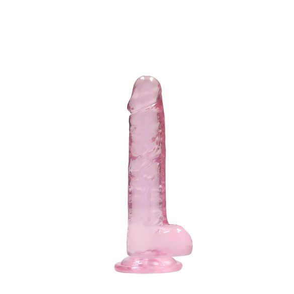RealRock - realistični dildo - prozirni ružičasti - 17 cm