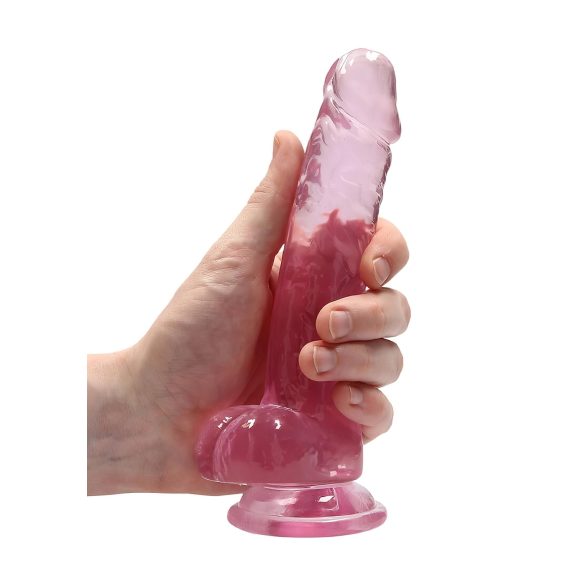 RealRock - realistični dildo - prozirni ružičasti - 17 cm