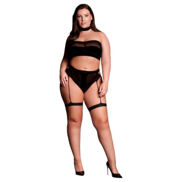 Le Désir Plus Size - 3-dijelni komplet donjeg rublja - crna (XL-4XL)