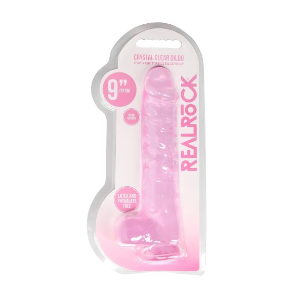 REALROCK - prozirni realistični dildo - ružičasti (22 cm)