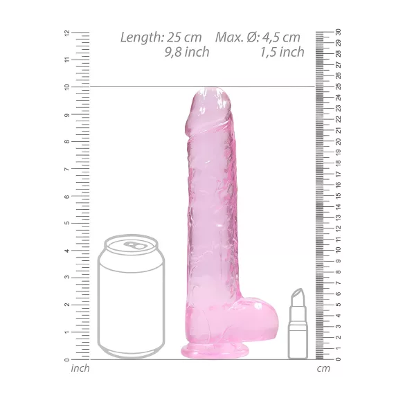 RealRock - realistični dildo - proziran pink - 22 cm