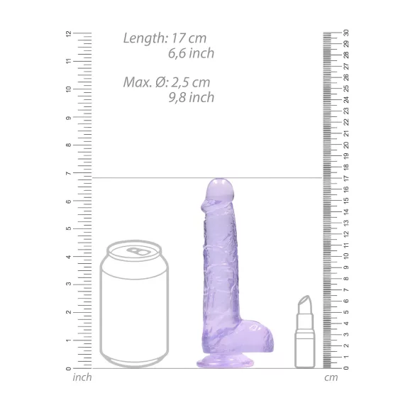 RealRock - realistični dildo - prozirni ljubičasti - 15 cm