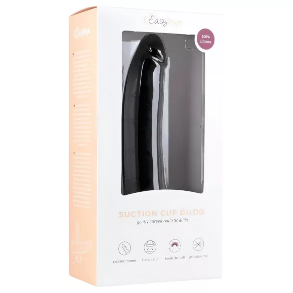 Easytoys - dildo s vakumskim postoljem - 100% silikon - 21cm - crni