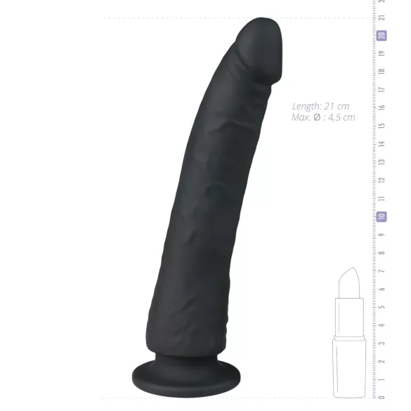 Easytoys - dildo s vakumskim postoljem - 100% silikon - 21cm - crni
