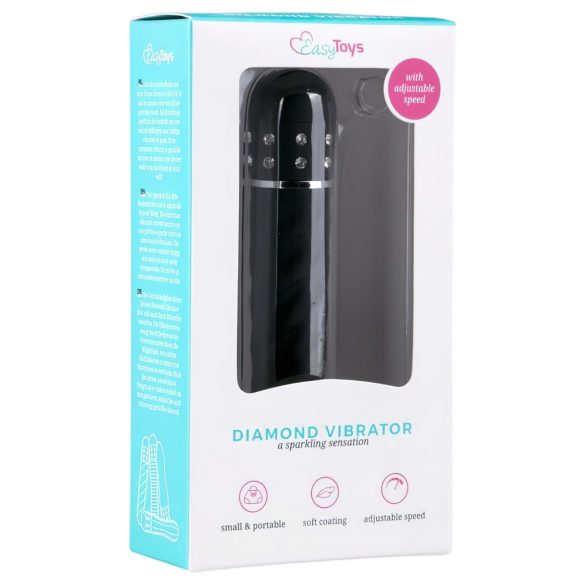 Easytoys - vibrator štapić s dijamantnim uzorkom - crni