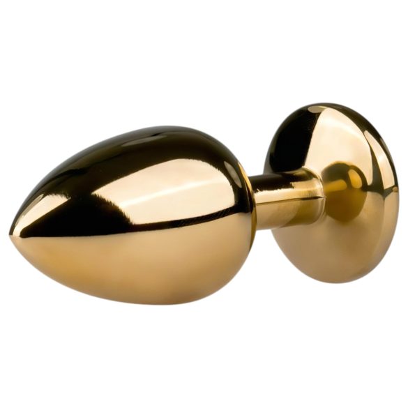 Easytoys - analni plug s ljubičastim kamenčićem - metal, zlatni, 2,5 cm