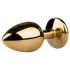 Easytoys - analni plug s ljubičastim kamenčićem - metal, zlatni, 2,5 cm