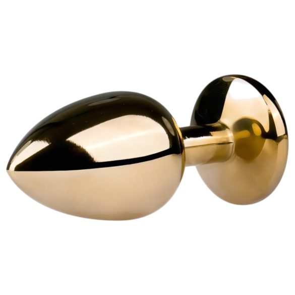 Easytoys Metal No.1 - zlatni analni čep stožastog oblika s bijelim kamenčićem (2,5 cm)
