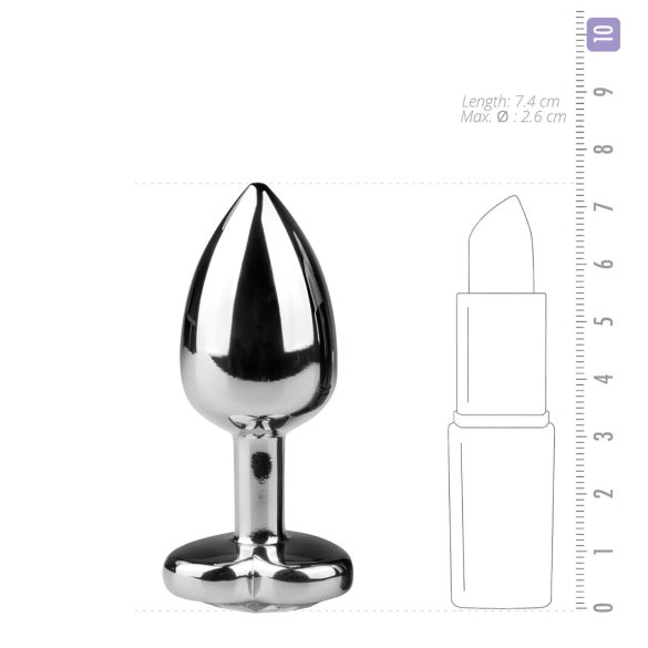 Easytoys - metalni analni čep sa srcem od kamena - srebrno-bijeli