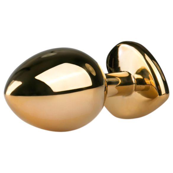Easytoys - metalni analni plug s ružičastim kamenom - zlatni 3 cm