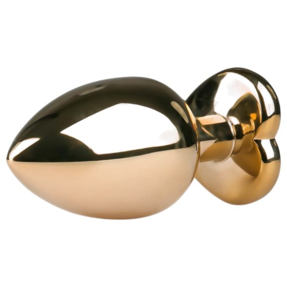 Easytoys - analni čep sa srcastim bazom - metal zlatno-ružičasti 3,5cm