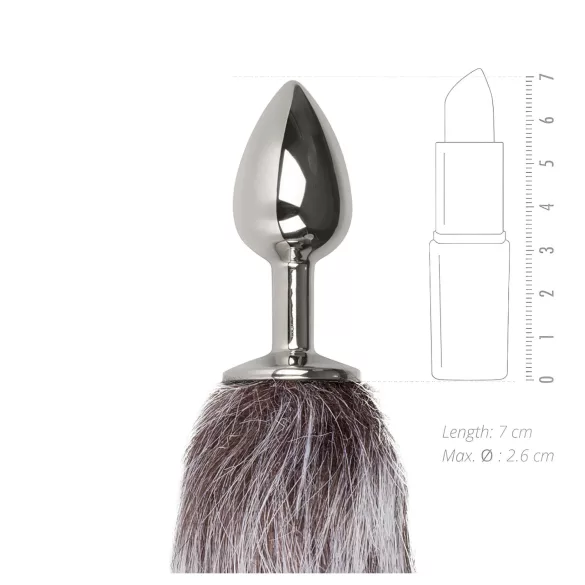 Easytoys Fox NO5 - metalni analni čep s repom lisice - srebrni/srebrni
