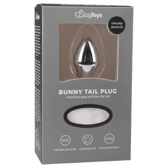 Easytoys Bunny NO1 - metalni analni čep s repom zeca - srebrna bijela