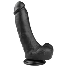 Easytoys - dildo s testisima i vakuumskom bazom - crni 20cm