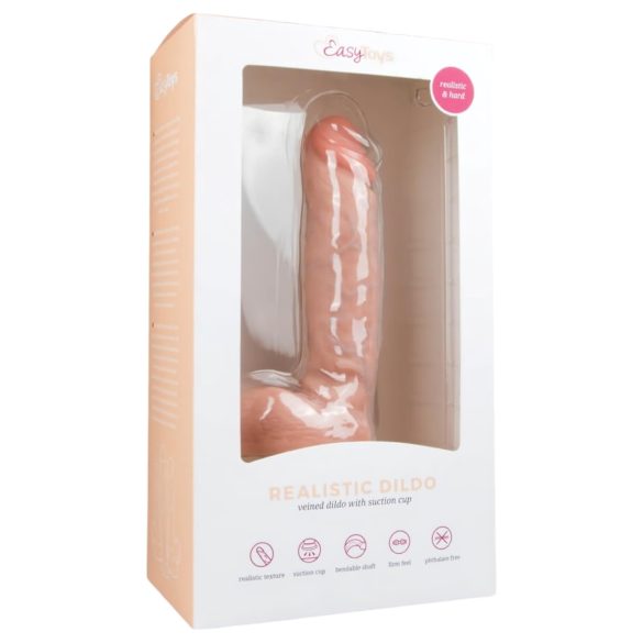 Easytoys - Dildo s vakumom i testisima (22,5 cm) - prirodna boja