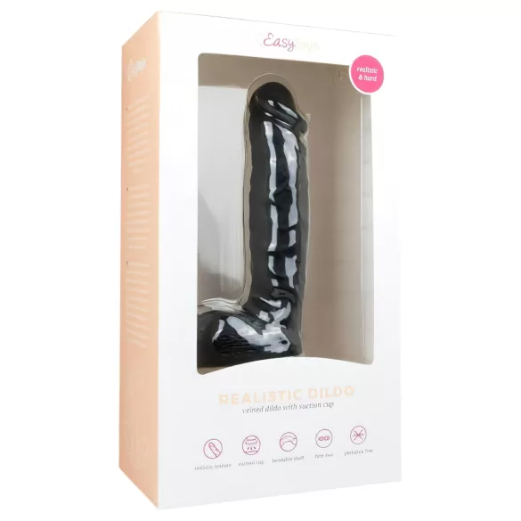 Easytoys - dildo s testisima i vakuumskom bazom - 22,5 cm - crni