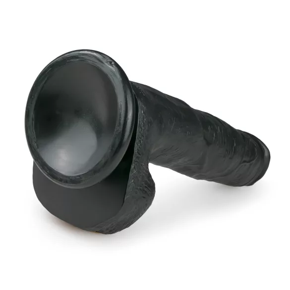 Easytoys - dildo s testisima i vakuumskom bazom - 22,5 cm - crni