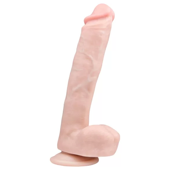 Easytoys - realistični dildo s testisima i vakuum postoljem - 26,5 cm - prirodno