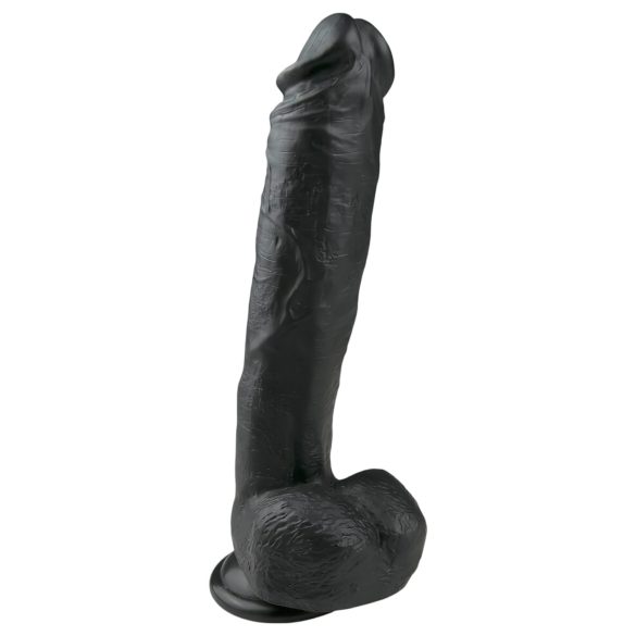 Easytoys - Veliki crni dildo s postoljem (26,5 cm) - s testisima