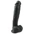 Easytoys - Veliki crni dildo s postoljem (26,5 cm) - s testisima
