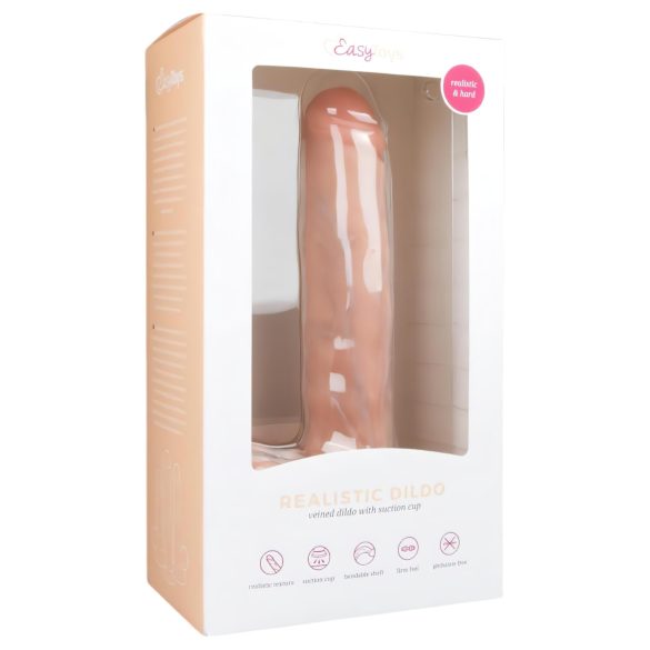 Easytoys - veliki dildo s testisima i vakuumskom bazom (29,5 cm) - prirodni izgled